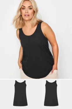 Yours 2 Pack Curve Black Core Vest Tops