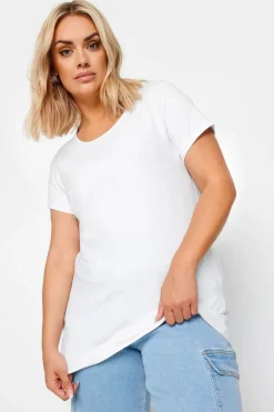 Yours Curve 2 Pack Black & White Longline T Shirts