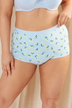 Yours Curve 5 Pack Blue & Grey Lemon Print Shorts