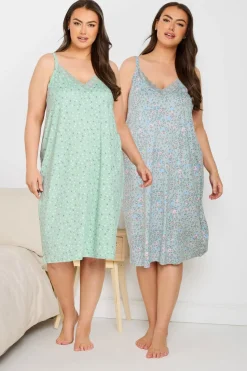 Yours Curve 2 Pack Multi Coloured Animal Print Soft Touch Chemise Nightdresses