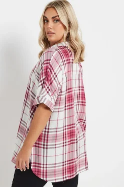 Yours Curve Berry Red Check Print Shirt