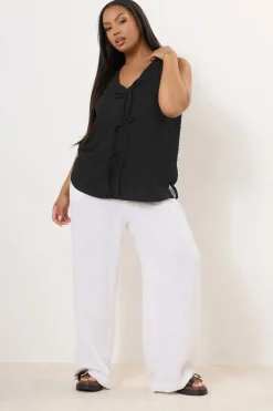 Yours Curve Black Bow Tie Front Textured Waistcoat