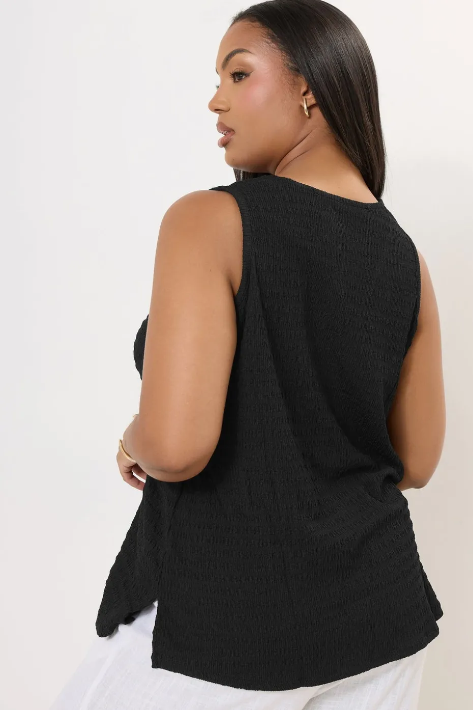 Yours Curve Black Bow Tie Front Textured Waistcoat