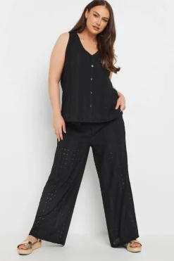 Yours Curve Black Broderie Anglaise Waistcoat
