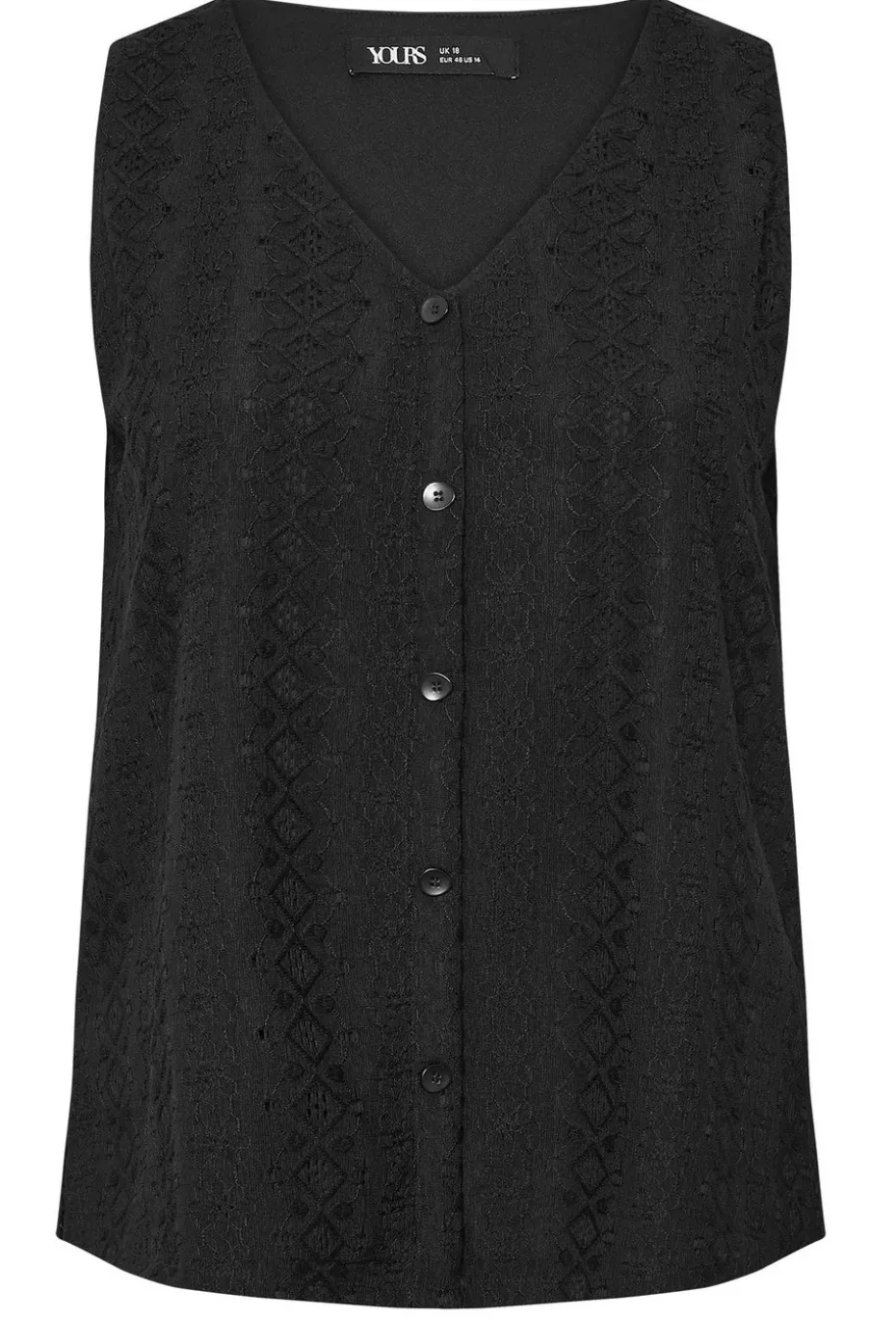 Yours Curve Black Broderie Anglaise Waistcoat