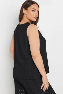 Yours Curve Black Broderie Anglaise Waistcoat
