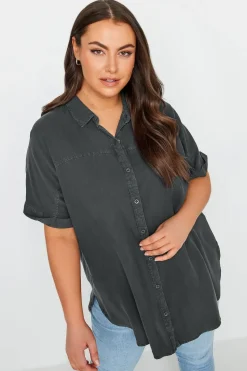 Yours Curve Black Chambray Shirt
