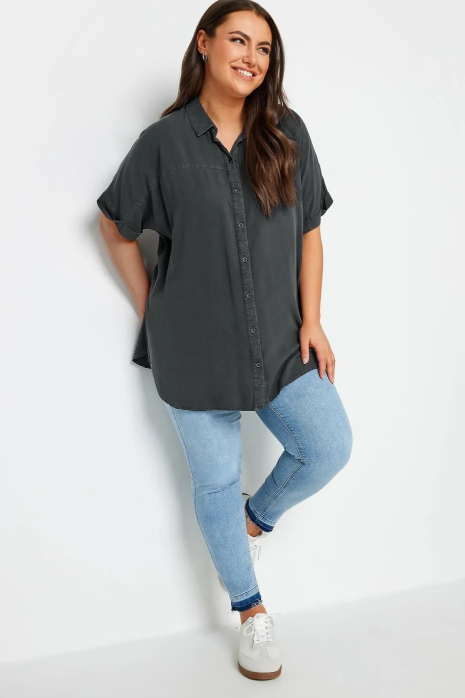 Yours Curve Black Chambray Shirt