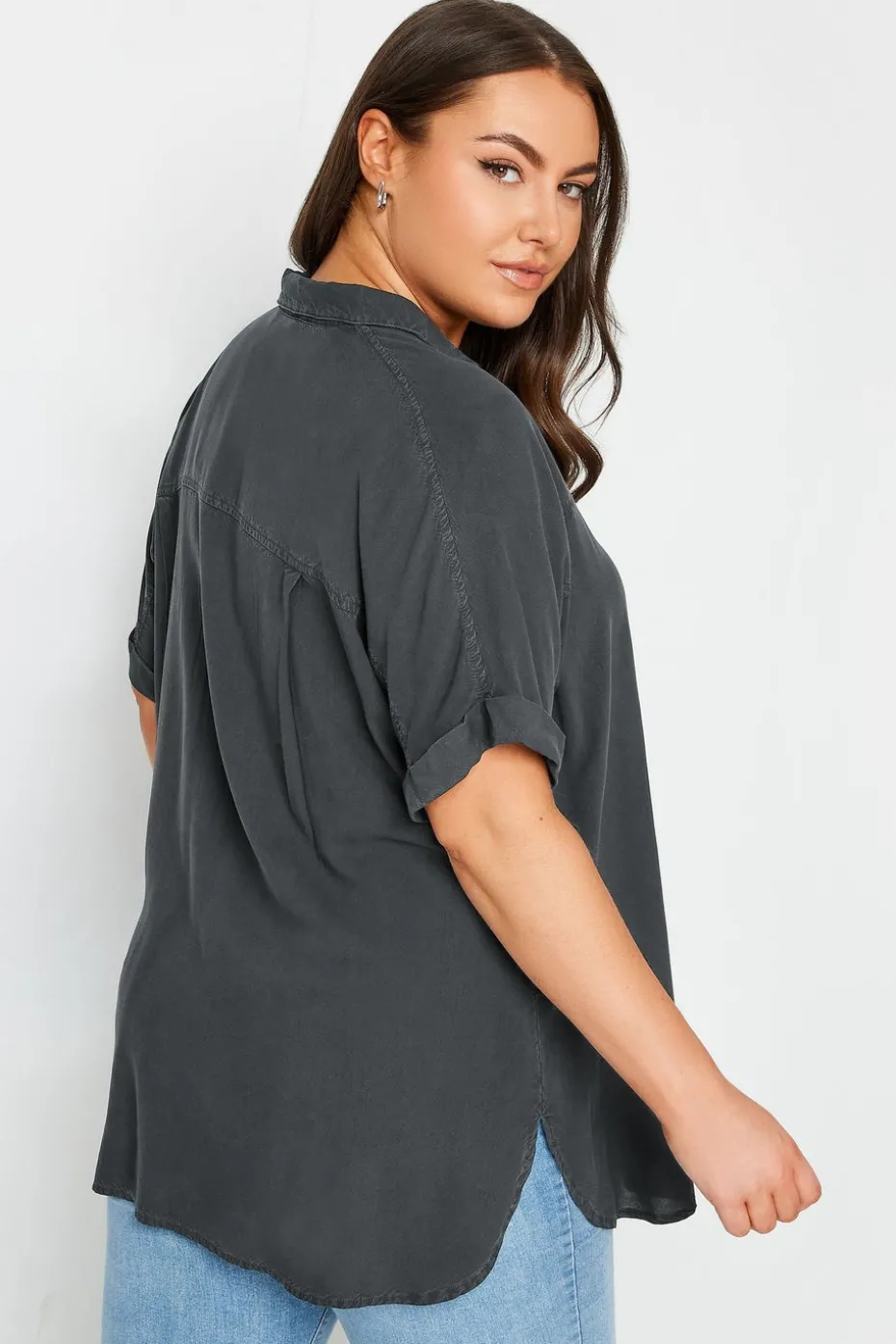 Yours Curve Black Chambray Shirt