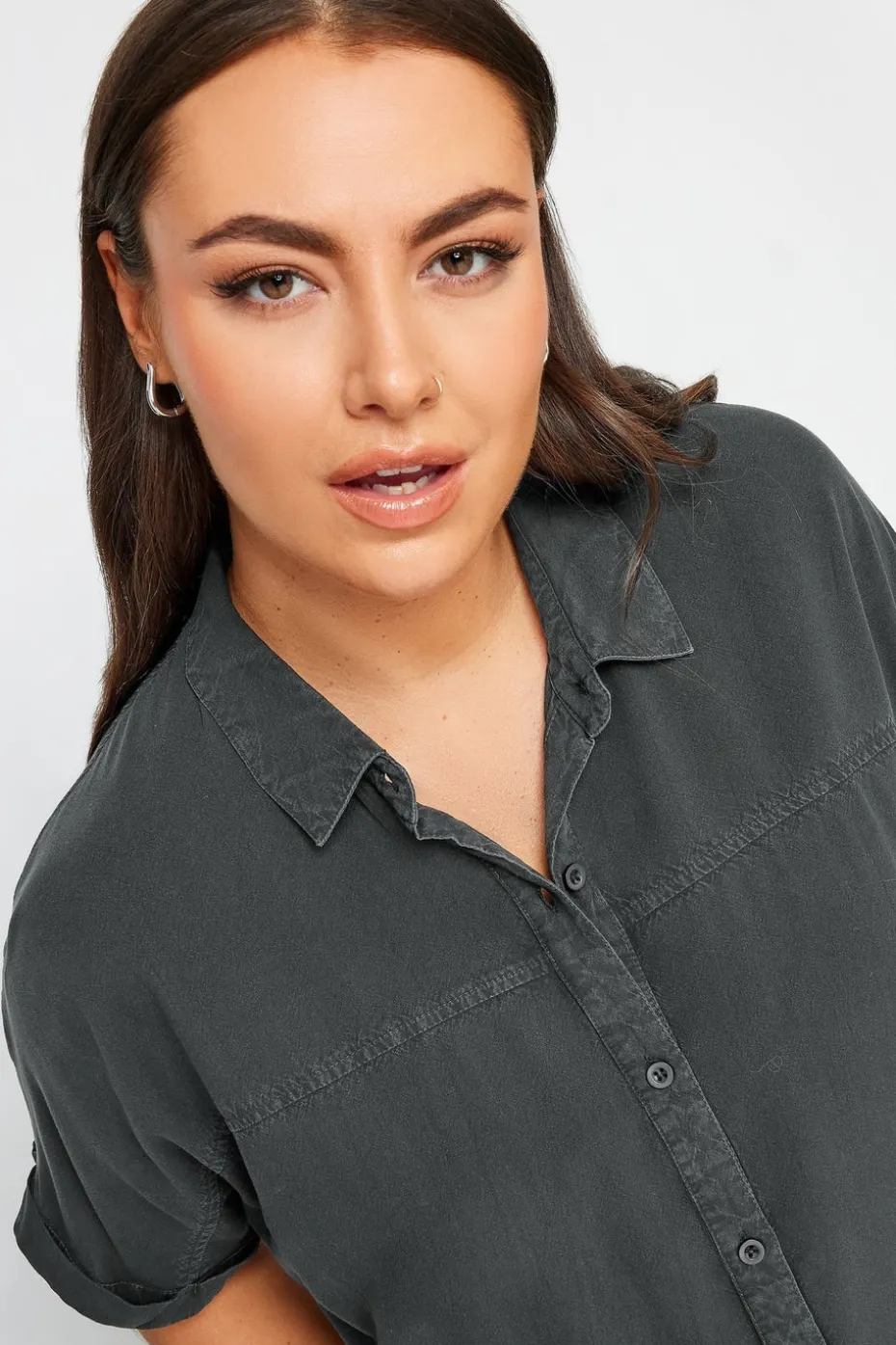 Yours Curve Black Chambray Shirt