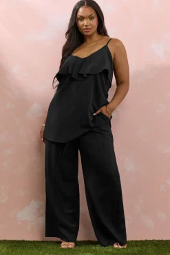 Yours Curve Black Frill Cami Vest Top