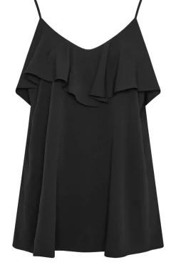 Yours Curve Black Frill Cami Vest Top