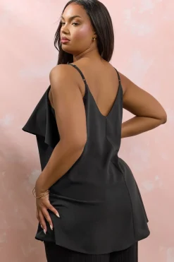 Yours Curve Black Frill Cami Vest Top