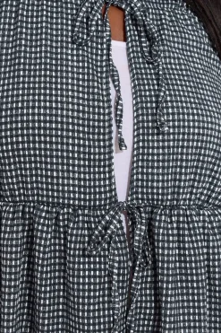 Yours Curve Black Gingham Bow Tie Front Top