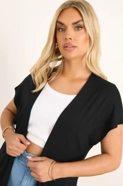Yours Curve Black Grown On Sleeve Jersey Cardigan
