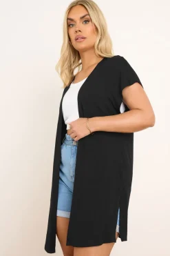 Yours Curve Black Grown On Sleeve Jersey Cardigan