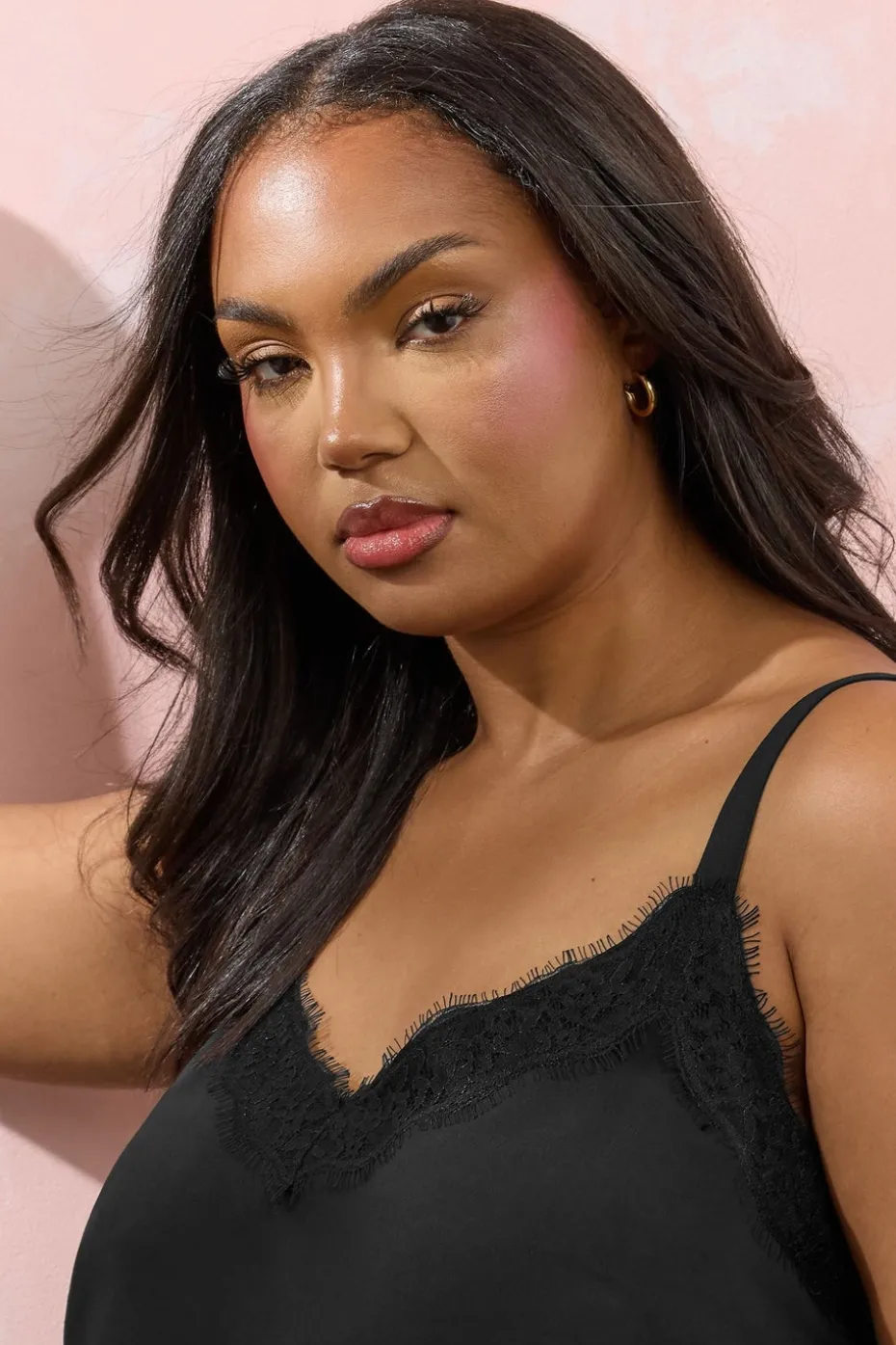 Yours Curve Black Lace Cami Vest Top