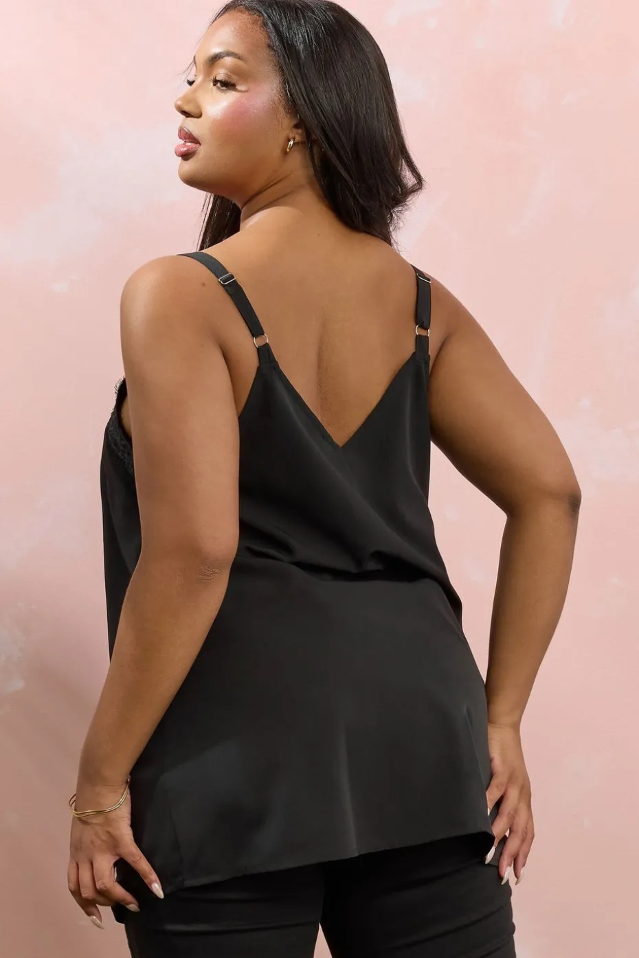 Yours Curve Black Lace Cami Vest Top