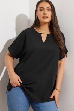 Yours Curve Black Notch Neck Blouse