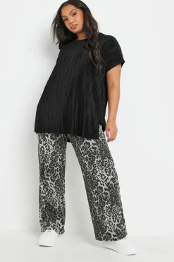Yours Curve Black Plisse Top