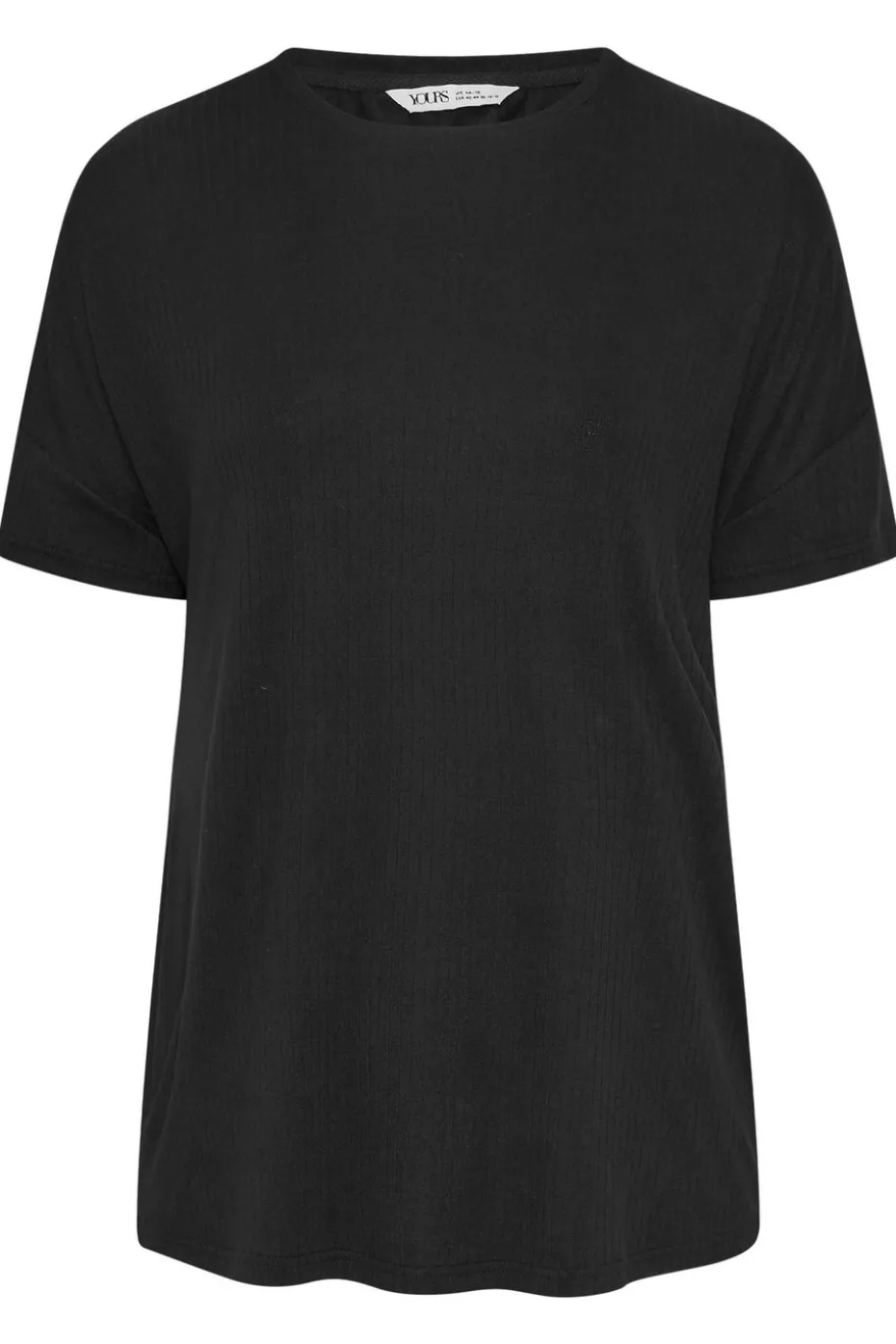 Yours Curve Black Soft Touch Ribbed Pyjama Top