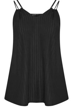 Yours Curve Black Textured Double Strap Cami Top