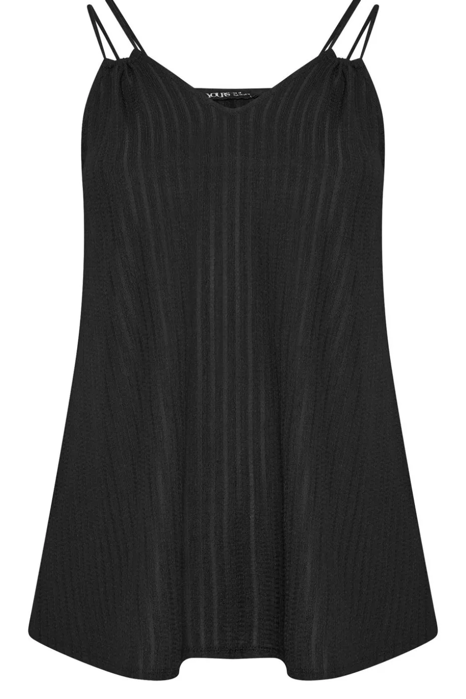 Yours Curve Black Textured Double Strap Cami Top