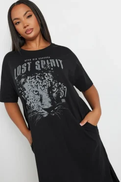 Yours Curve Black 'Lost Spirit' Stud Midaxi Dress