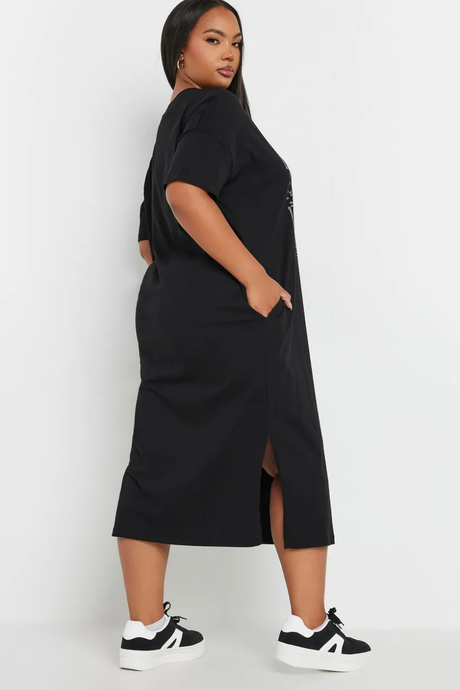 Yours Curve Black 'Lost Spirit' Stud Midaxi Dress