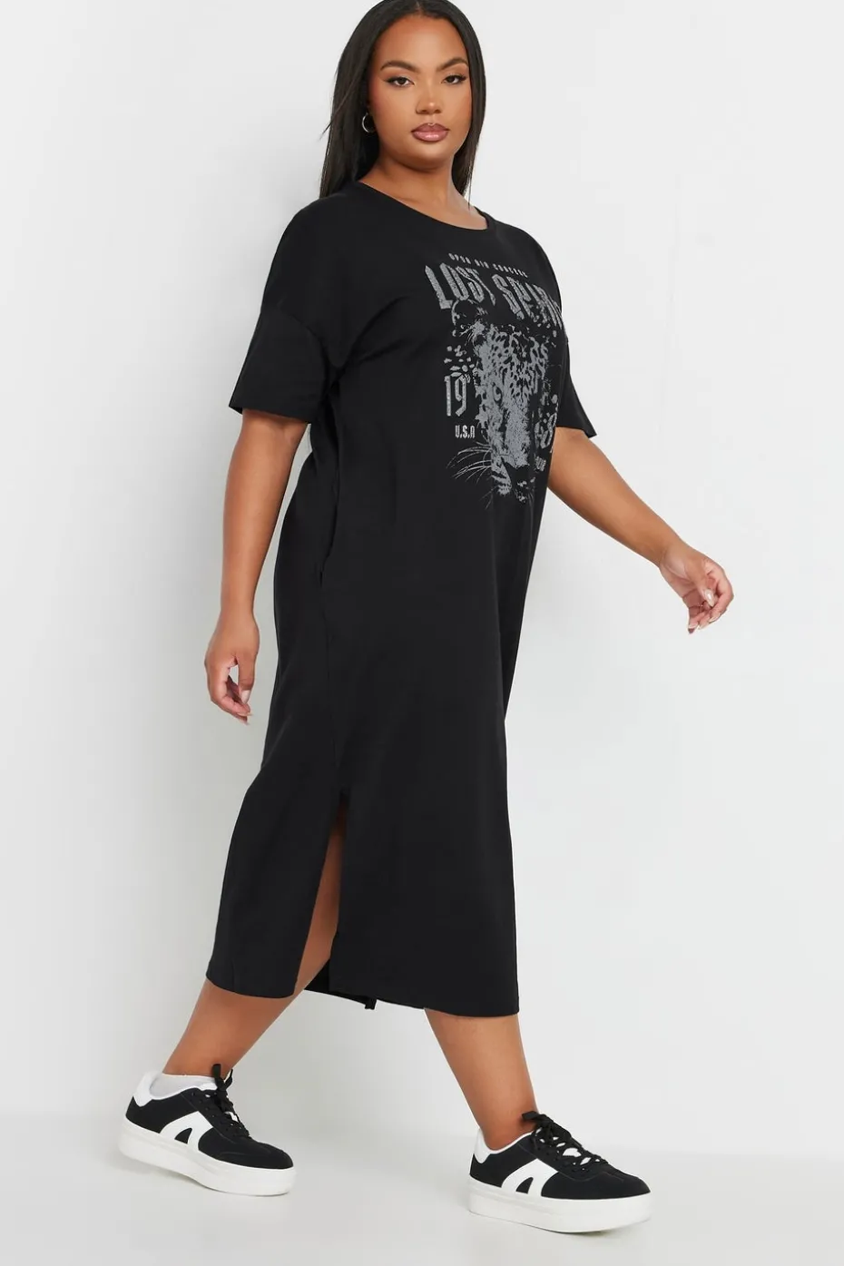 Yours Curve Black 'Lost Spirit' Stud Midaxi Dress