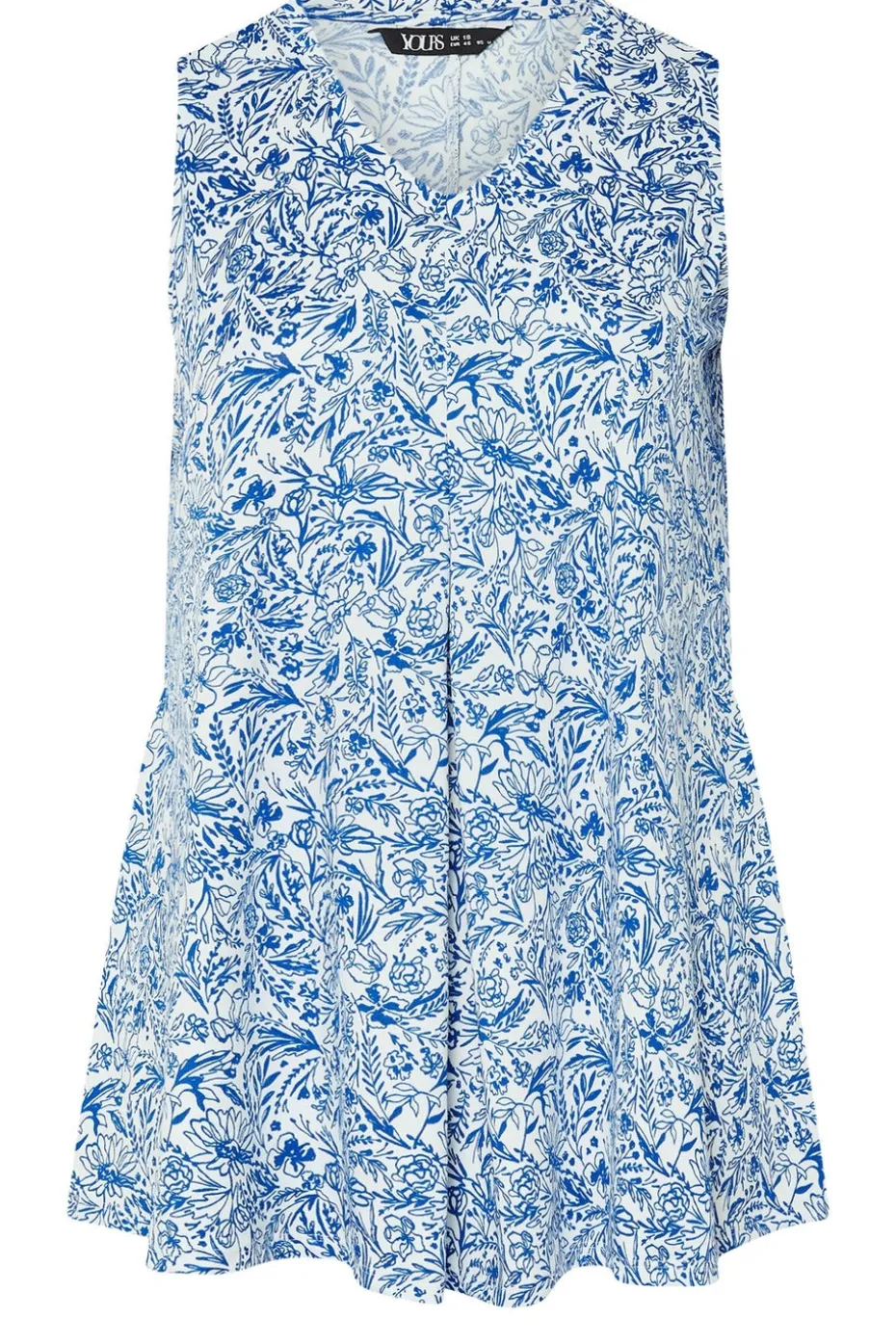 Yours Curve Blue Floral Pleat Front Vest Top