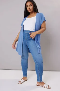 Yours Curve Blue Grown On Sleeve Jersey Cardigan