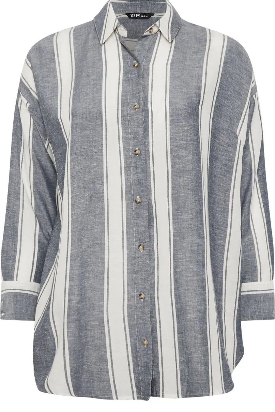 Yours Curve Blue Stripe Linen Shirt
