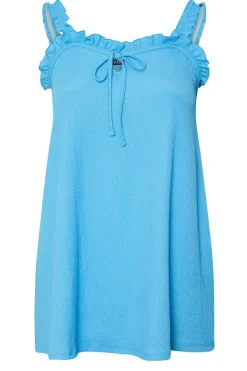 Yours Curve Blue Tie Neck Frill Cami Top