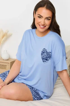 Yours Curve Blue Wild Night In Animal Print Short Pyjama Set