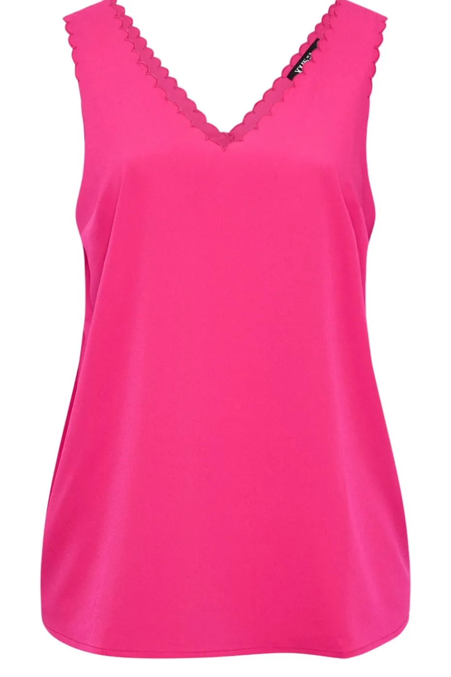 Yours Curve Bright Pink Scallop Edge Cami Vest Top