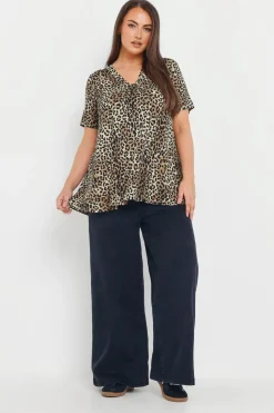 Yours Curve Brown Leopard Print Swing Top