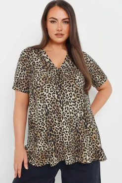 Yours Curve Brown Leopard Print Swing Top