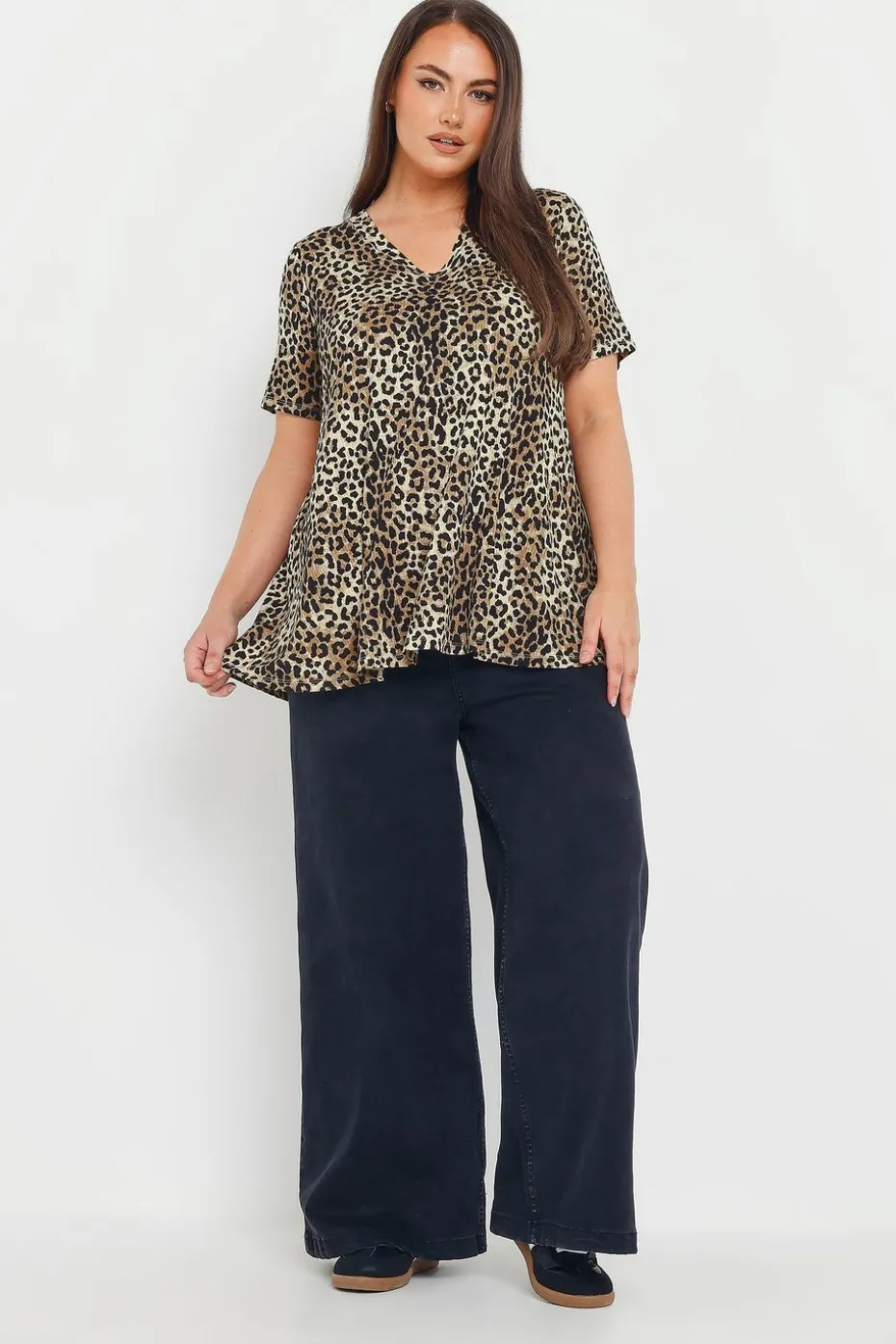Yours Curve Brown Leopard Print Swing Top