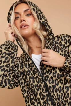 Yours Curve Brown Leopard Print Longline Parka Jacket