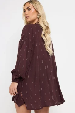 Yours Curve Brown Metallic Beach Shirt