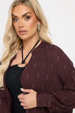 Yours Curve Brown Metallic Beach Shirt