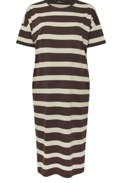 Yours Curve Brown Stripe Oversized Pocket Detail Midi Dress
