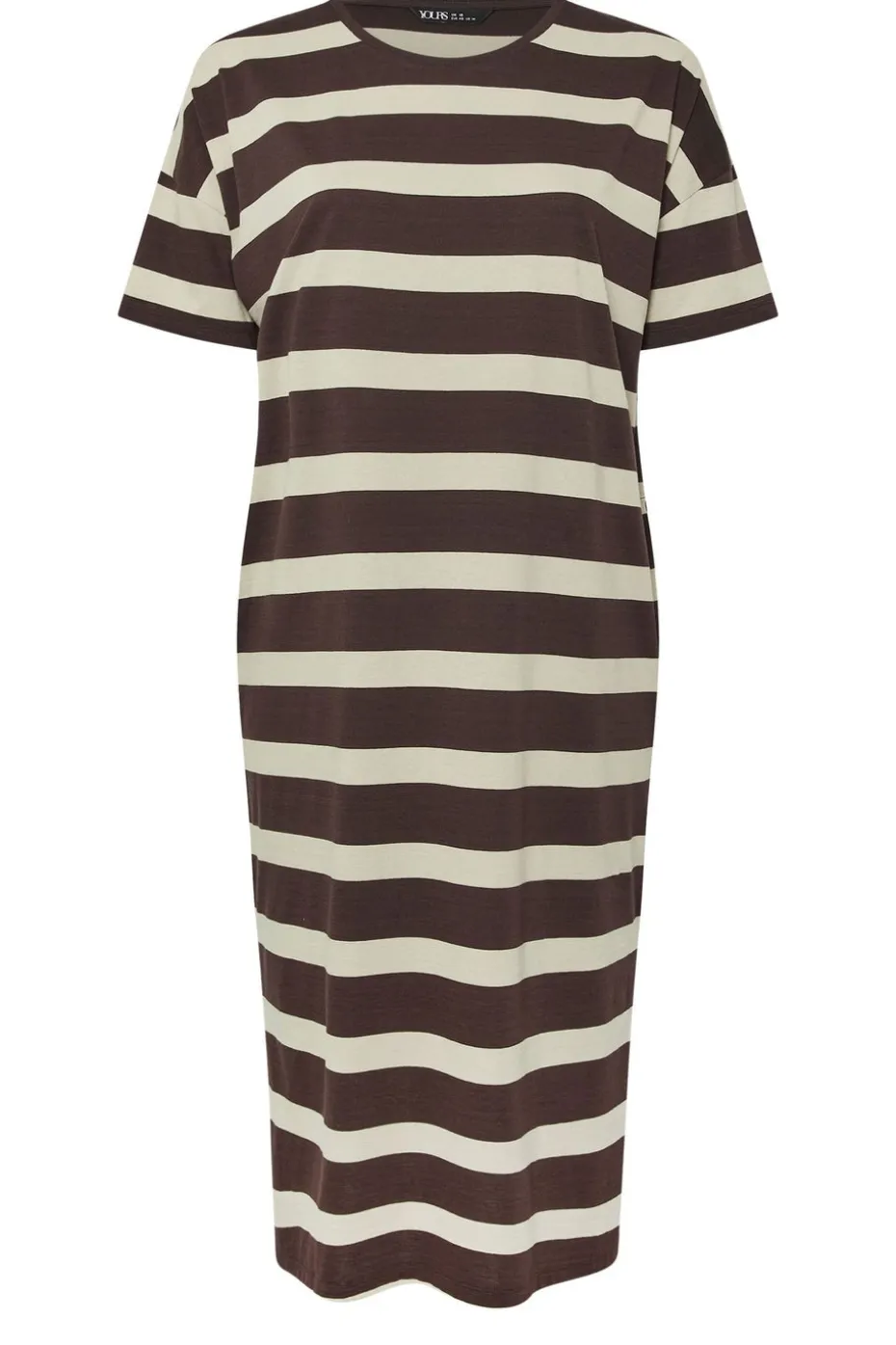 Yours Curve Brown Stripe Oversized Pocket Detail Midi Dress