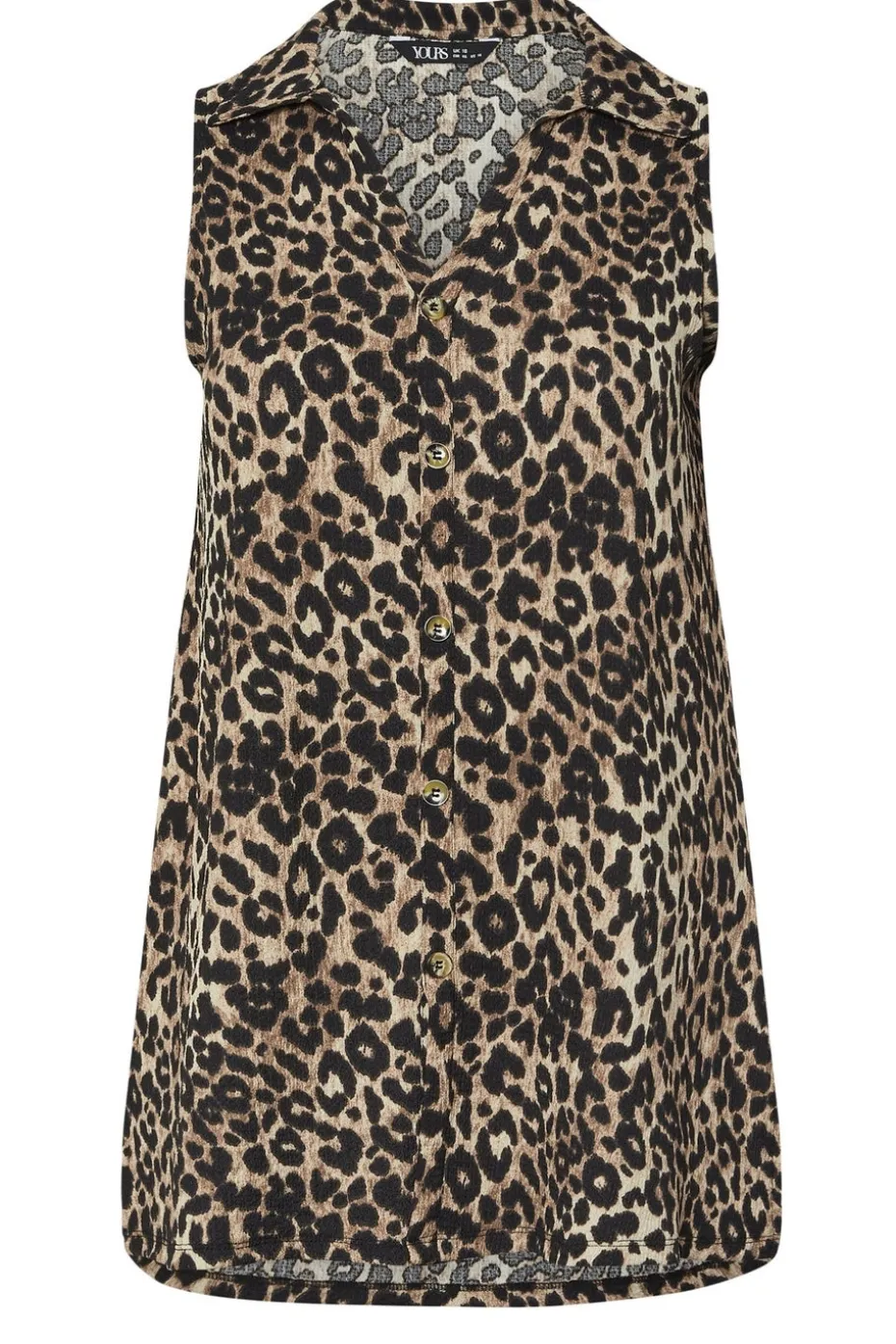 Yours Curve Brown Textured Leopard Sleeveless Shirt