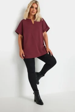 Yours Curve Burgundy Red Metal Trim Blouse