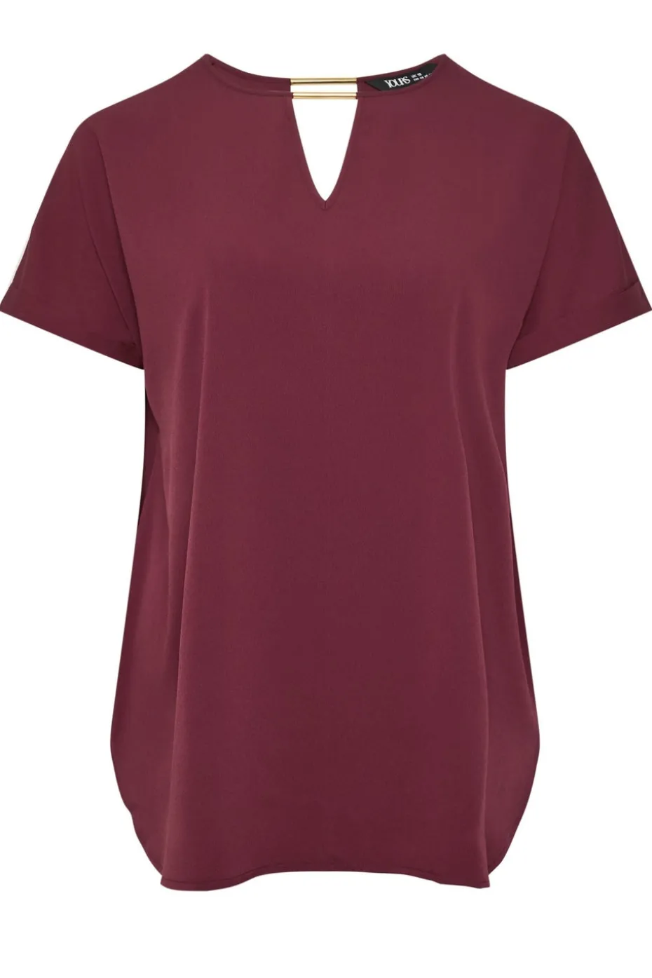 Yours Curve Burgundy Red Metal Trim Blouse