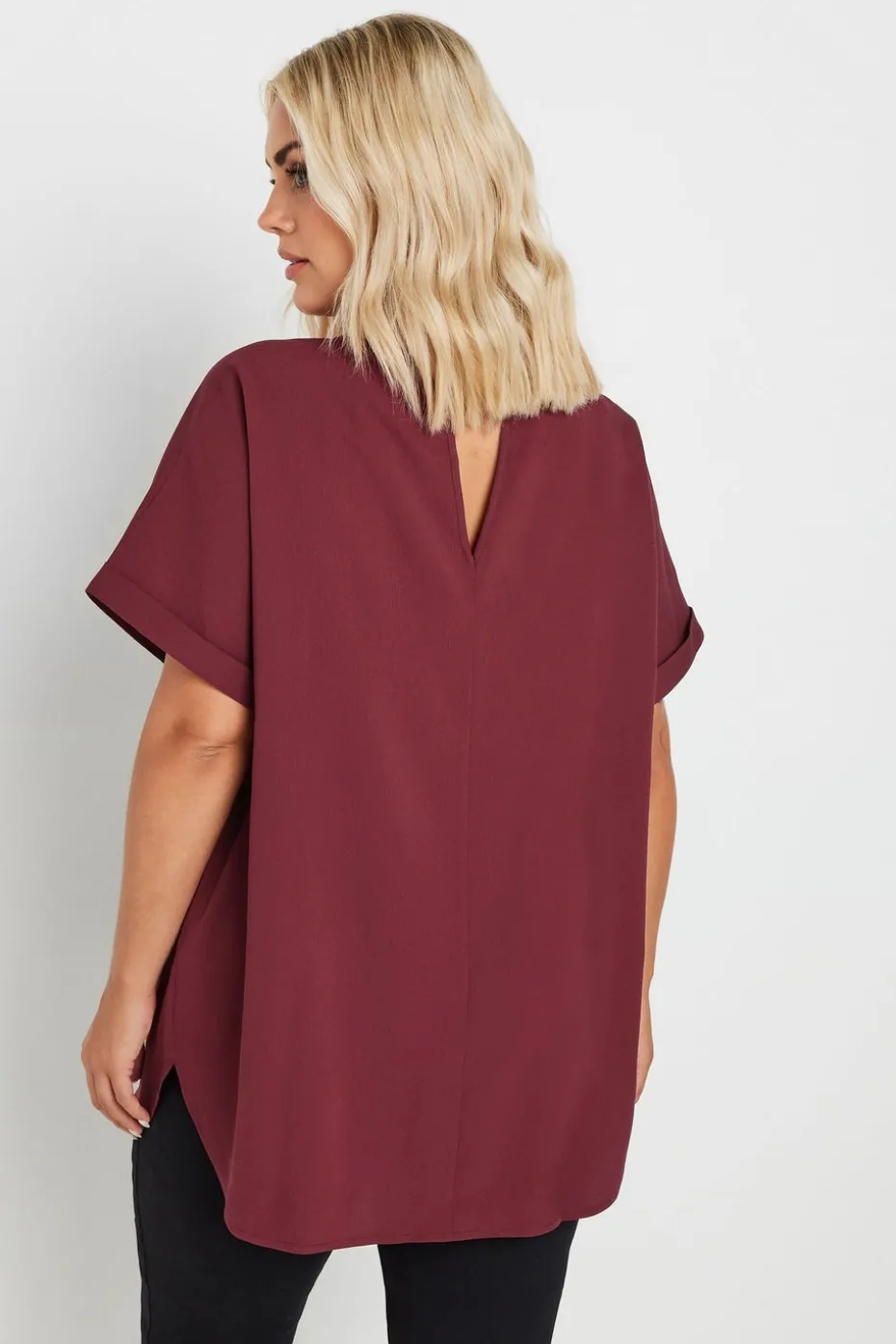 Yours Curve Burgundy Red Metal Trim Blouse