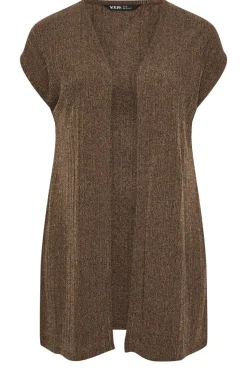 Yours Curve Chocolate Brown Ribbed Jersey Cardigan