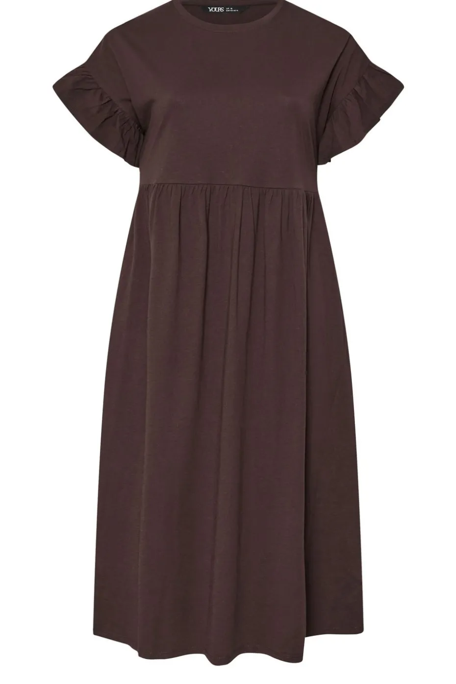 Yours Curve Chocolate Brown Frill Cotton Midaxi Dress
